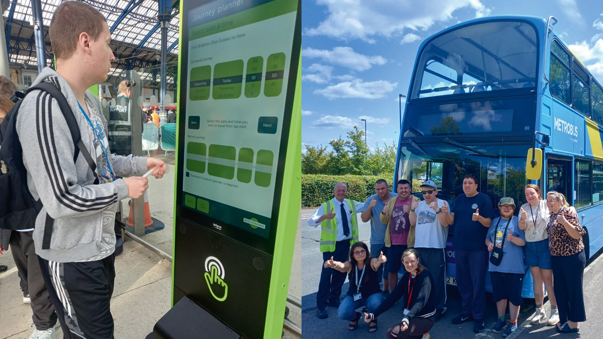 left-a-man-uses-a-southern-journey-planner-kiosk-while-right-a-group-smiles-in-front-of-an-accessible-metrobus.webp