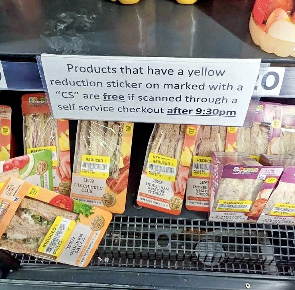 An aisle at Tesco with some sandwiches