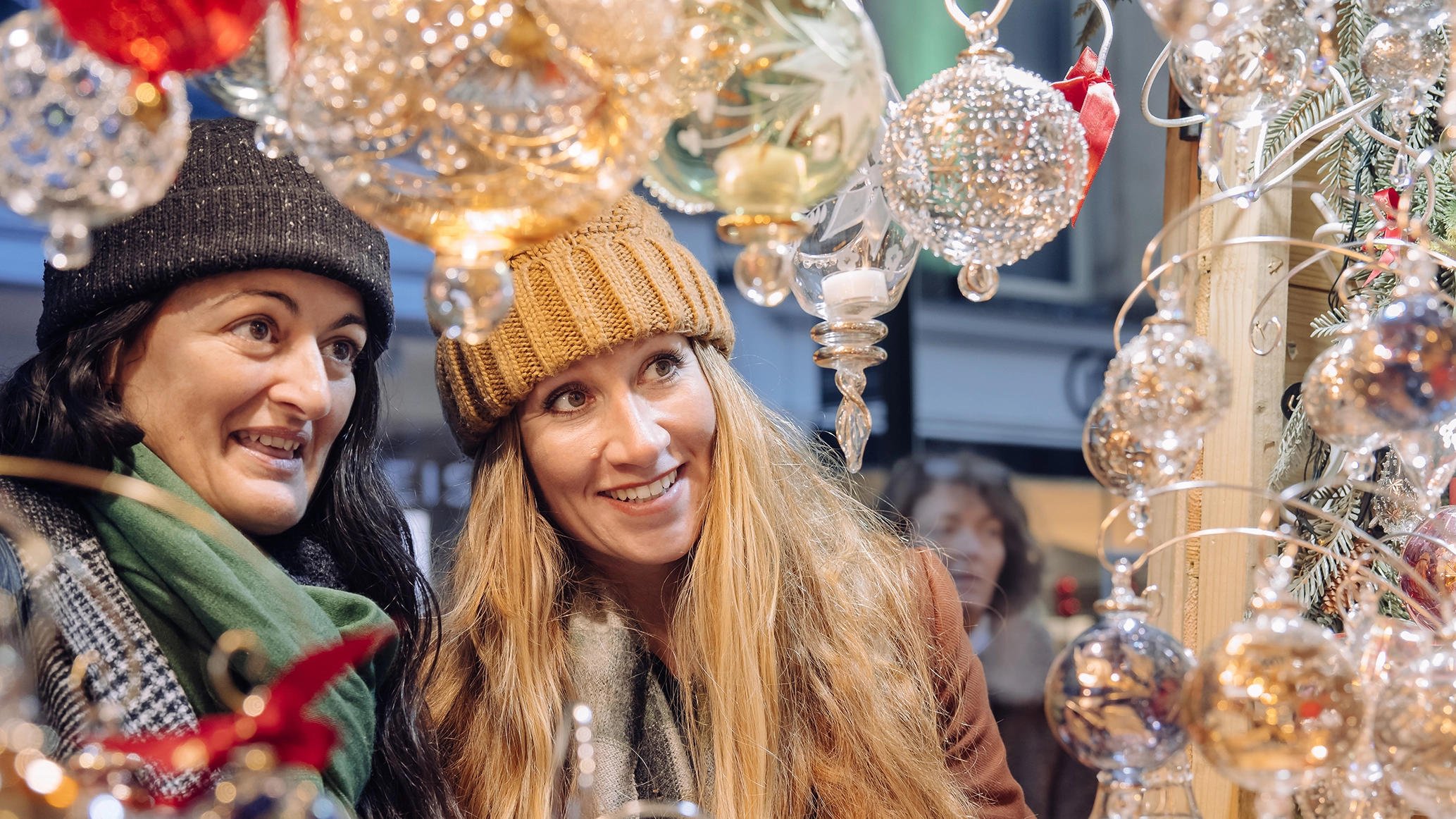 Two women at Bath Christmas market 