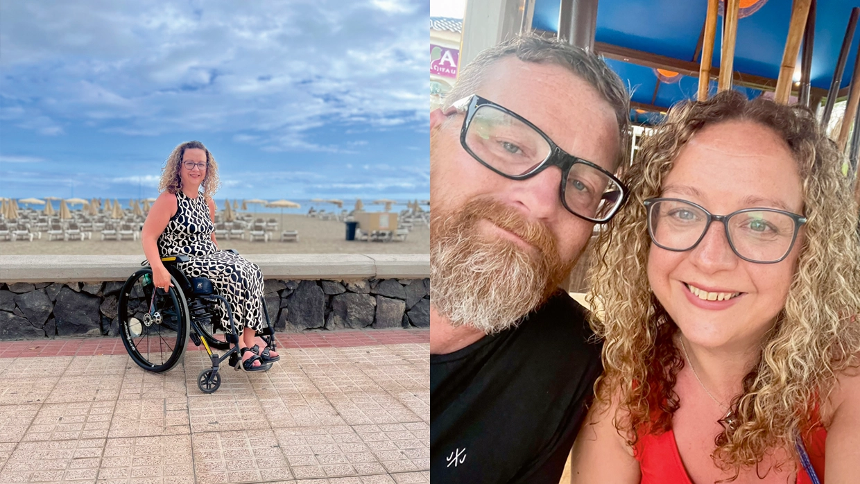 Two photos of Carrie-Ann in Tenerife side by side.webp
